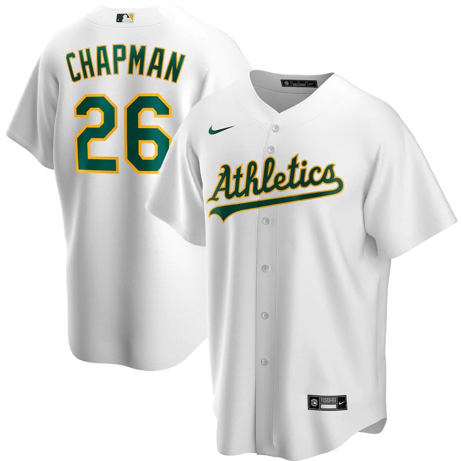 Mens Oakland Athletics #26 Matt Chapman Nike White Home Replica Player Name MLB Jerseys->oakland athletics->MLB Jersey